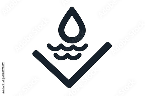 Waterproof icon vector. Water resistant pictogram. Hydrophobic coating symbol. Water drop and shield for protection and safety. Liquid proof quality concept illustration.