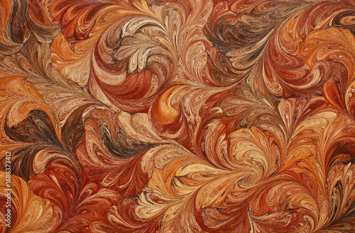 Abstract marbled design in warm autumnal colors