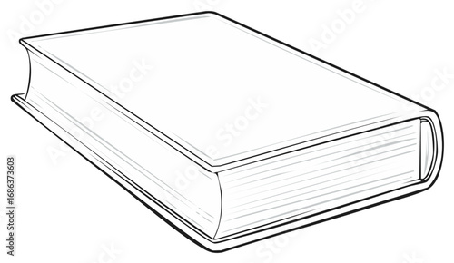 Illustration of a Book. Simple outline drawing of a hardcover book.