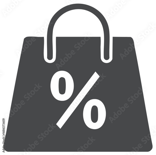 Shopping bag icon displaying a percentage sign indicating discounts or sale events