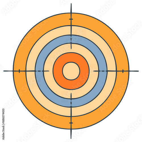 Target with crosshairs colorful illustration archery darts design
