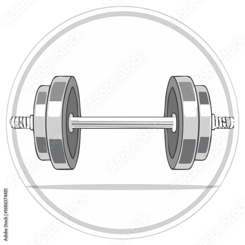 Classic dumbbell workout in monochrome with round frame symbolizes fitness and bodybuilding for a toned physique and strength training sessions