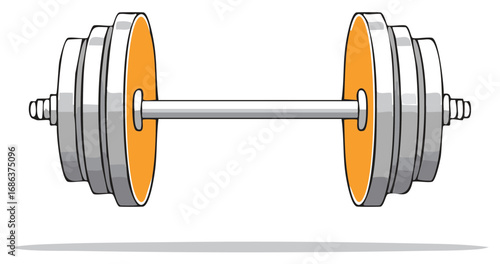 Weights and Fitness Equipment: Barbell with Heavy Dumbbells for Strength Training