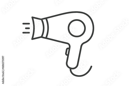 Hair Dryer Isolated Icon Vector Illustration. Modern Salon Device Flat Design. Line Style Graphic For Mobile Apps, Web Concept, Hair Styling Equipment. Transparent Background. Beauty Tool Set.
