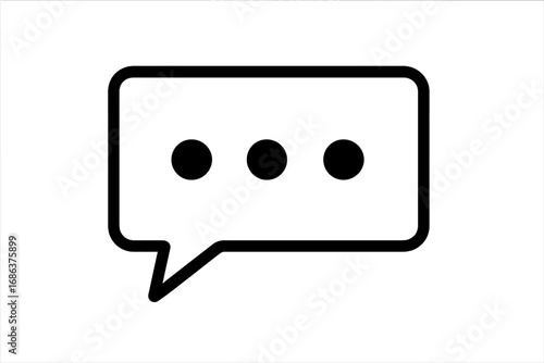 Chat message speech bubble icon. Typing, thinking, or waiting symbol with three dots. Communication, dialogue, comment concept. Vector line illustration for web or app design.