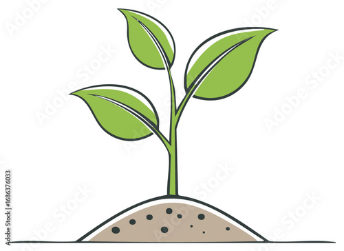 Young Green Plant Sprouting from Soil Mound Symbolizing Growth and New Life
