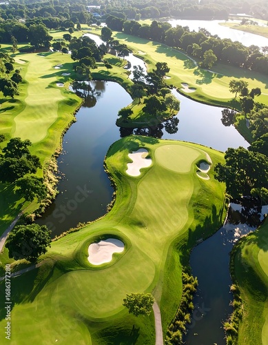 Aerial view of a golf course
