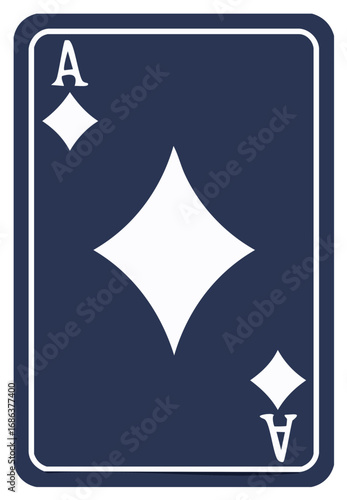 Ace of Diamonds Playing Card on Navy Blue Background Representing Classic Games of Chance and Casino Imagery