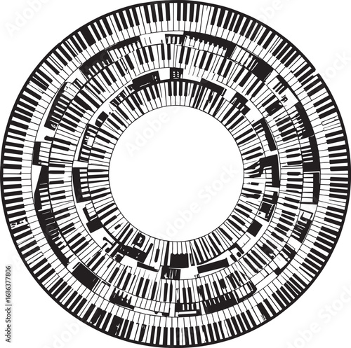  Music Instrument Round Frame Silhouette Vector Illustration