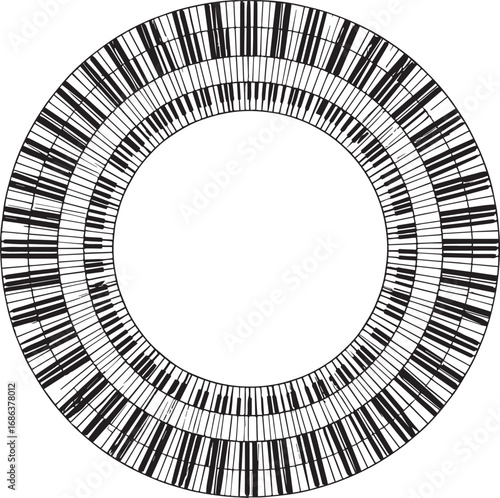  Music Instrument Round Frame Silhouette Vector Illustration