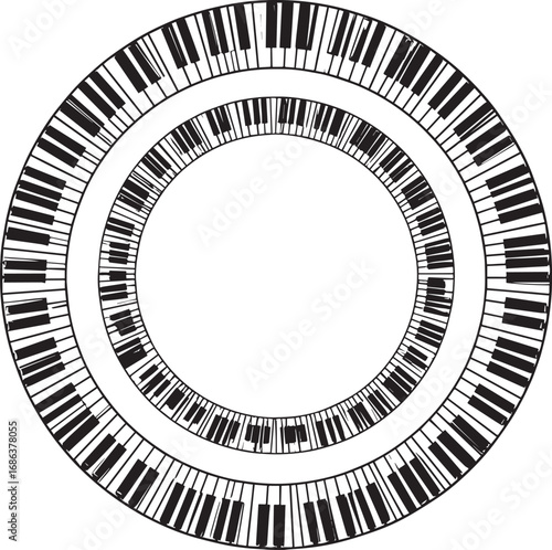  Music Instrument Round Frame Silhouette Vector Illustration