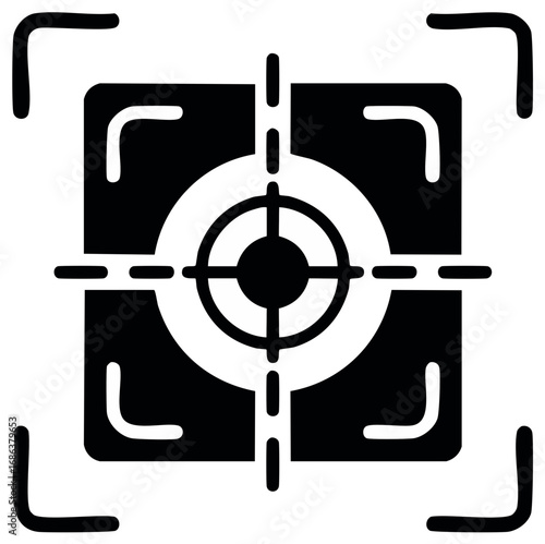 Focus target icon with square frame and crosshairs symbol