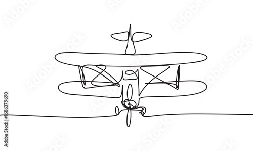 Simple Line Art Biplane