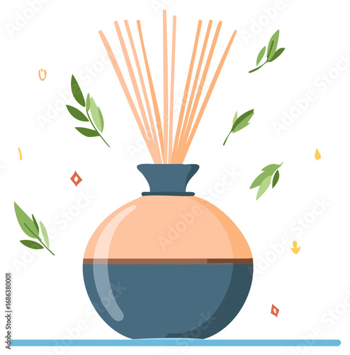Aromatherapy Diffuser with Floating Leaves and Abstract Shapes