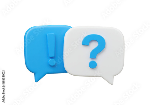 Free Download 3d chat bubbles with exclamation mark and question mark isolated on transparent background - GFXLoad