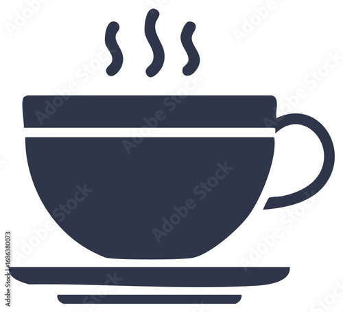 Steaming hot cup of coffee or tea on a saucer a comforting beverage for a break