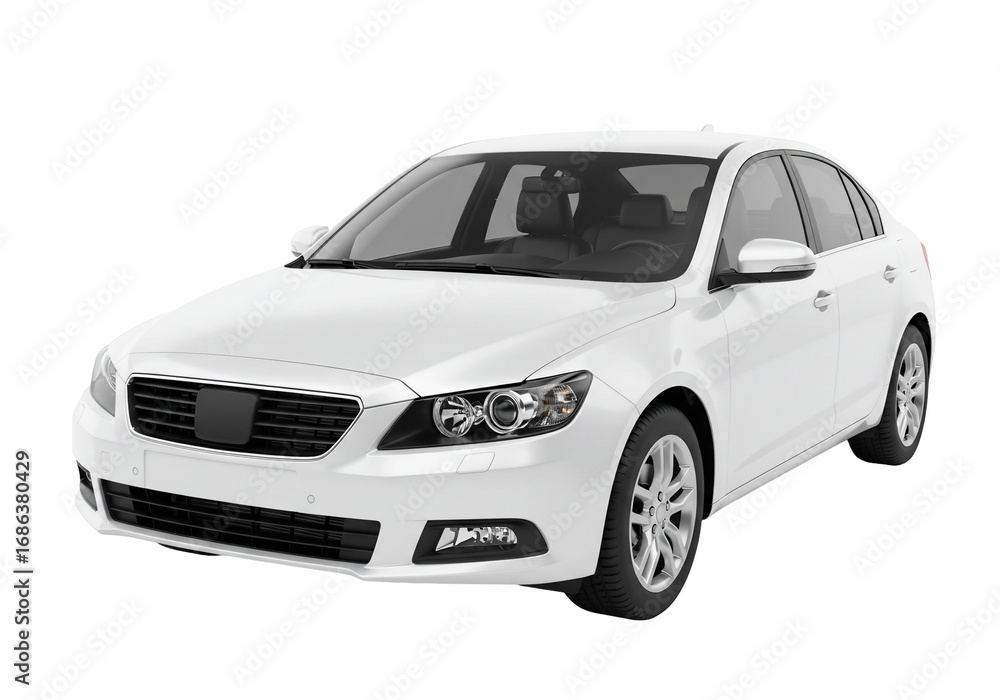 Fototapeta premium White sedan car isolated studio shot transportation vehicle automotive design realistic illustration graphic template