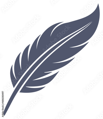 Elegant Dark Feather Illustration: Simple Graphic Design Element, Isolated