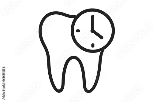 Tooth cleaning outline linear vector illustration. Oral hygiene cartoon icon for graphic and web design, dental care apps, advertising, postcards. Transparent background concept. Set 1.