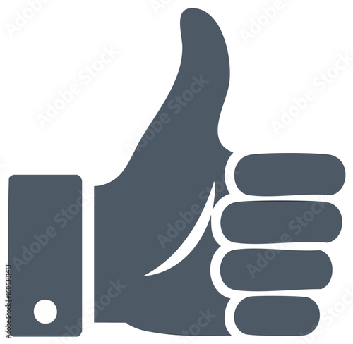 Simple flat design icon of a thumbs up hand gesture, a symbol for like, approval, and positivity.