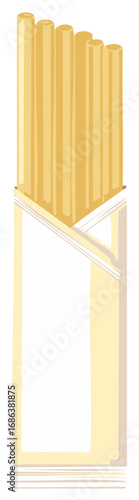 Bundled yellow pasta straws in paper packaging ready for use