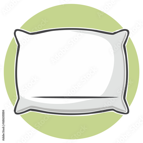 Simple clean vector illustration of a soft white bed pillow for comfort and sleep concepts