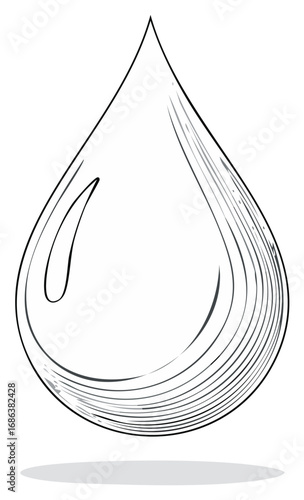 Simple sketch of a single water droplet or tear, vector illustration
