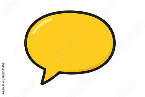 Yellow speech bubble icon vector illustration. Flat style cartoon graphic element with transparent background. Message, chat, conversation, communication symbol. Ordered set for graphic design.