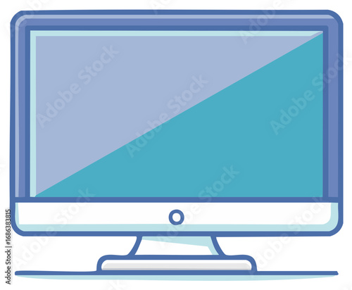 Modern computer monitor with a blank screen displaying a diagonal color gradient