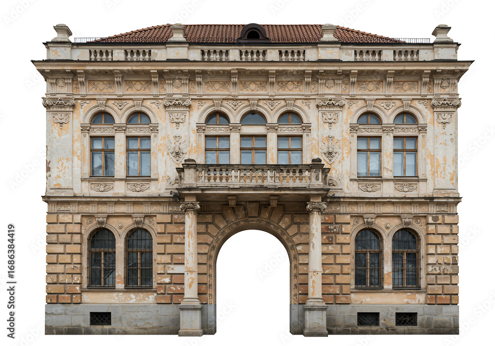 Fototapeta premium Antique building facade with classical architectural details