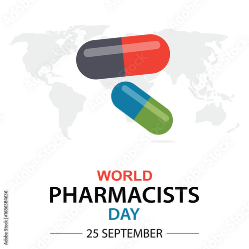 World pharmacists day. World pharmacists day is celebrated on September 25th each year. Vector illustration. 