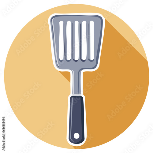 Kitchen Utensil Slotted Spatula Icon Design For Food Preparation And Cooking Applications Illustration