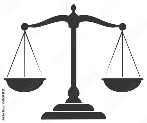 Balanced scales illustration for legal and judicial concepts in graphic design and web use