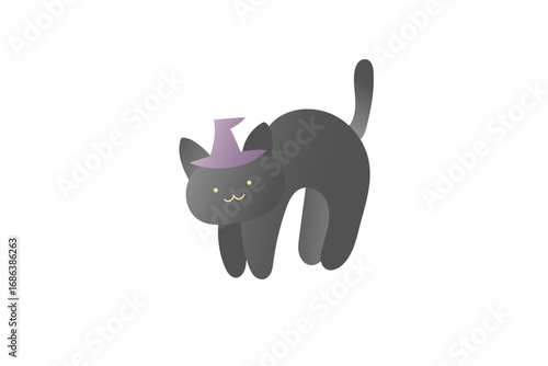 魔女の帽子を被った猫
