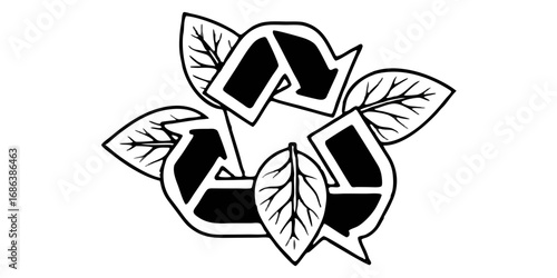 Recycle symbol with leaves eco friendly environment conservation go green sustainability nature recycling concept isolated on transparent background 