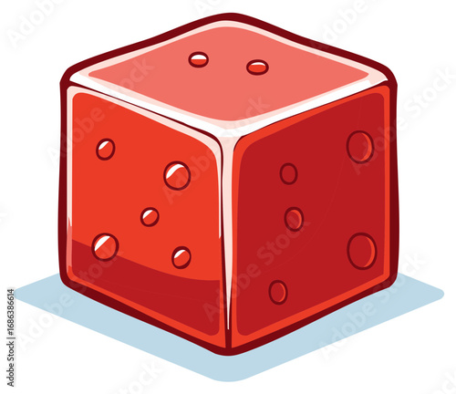 Vibrant red six-sided dice illustration, ideal for symbolizing games of chance, probability, and fortune.