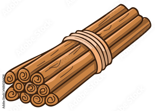 Cinnamon Sticks Tied Together with String Spice Aroma Ingredient Cooking Seasoning