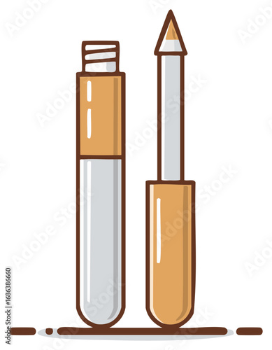 Illustration of cosmetic concealer pen and applicator