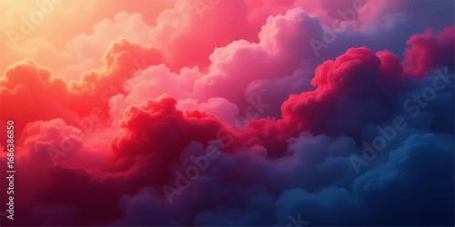 Blue sky with white fluffy clouds on a bright summer day