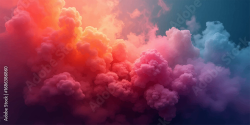 Abstract fiery clouds and red smoke fill the sky during a stormy sunset