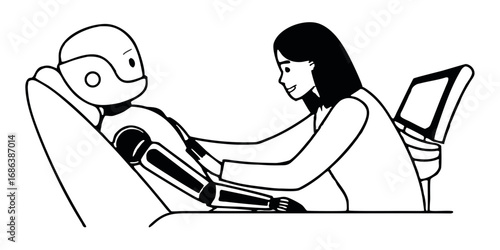 Robot doctor healthcare medical examination technology health medicine ai artificial intelligence checkup care isolated on transparent background 