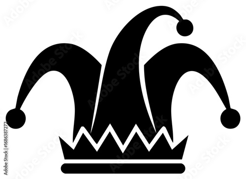 Monochrome Illustration of a Jester's Hat for Carnival or Entertainment