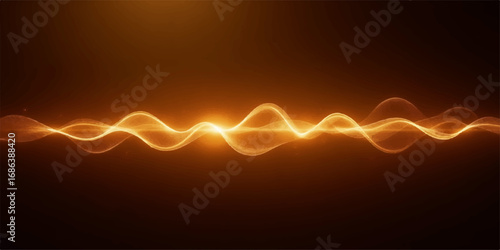 Abstract glowing lines of orange light and yellow motion