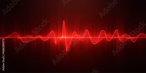 An abstract medical graphic illustrates a green EKG cardiogram wave on a digital monitor, symbolizing a healthy heartbeat
