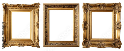 Three ornate gold picture frames (4)