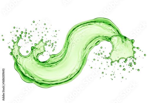 Dynamic green liquid splash transparent background