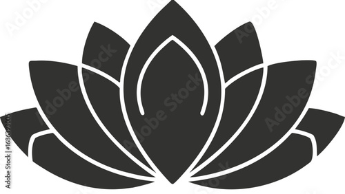 Elegant lotus flower icon symbolizing peace, purity, and spiritual growth for wellness brands.