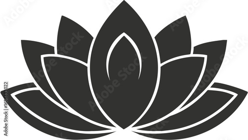 Elegant dark gray lotus flower symbol representing peace, purity, and enlightenment for wellness brands