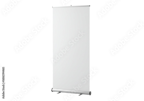 Blank roll up banner display stand advertising mockup trade show presentation white vertical portable empty template