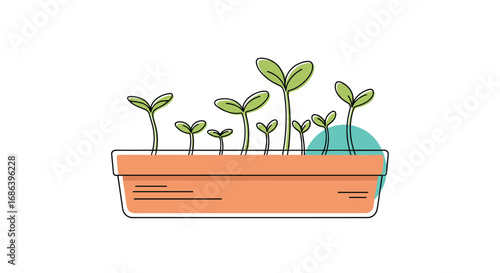 Sprouting plants in a pot, a symbol of growth, new beginnings, and fresh starts